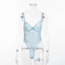 Load image into Gallery viewer, Cryptographic hot sale sheer lace bodysuit women backless transparent mesh bow sexy jumpsuit 2019 catsuit straps bodysuits thong
