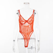 Load image into Gallery viewer, Cryptographic hot sale sheer lace bodysuit women backless transparent mesh bow sexy jumpsuit 2019 catsuit straps bodysuits thong