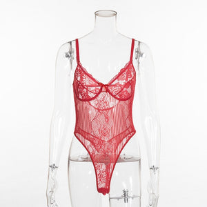 Cryptographic hot sale sheer lace bodysuit women backless transparent mesh bow sexy jumpsuit 2019 catsuit straps bodysuits thong