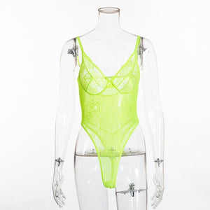 Cryptographic hot sale sheer lace bodysuit women backless transparent mesh bow sexy jumpsuit 2019 catsuit straps bodysuits thong